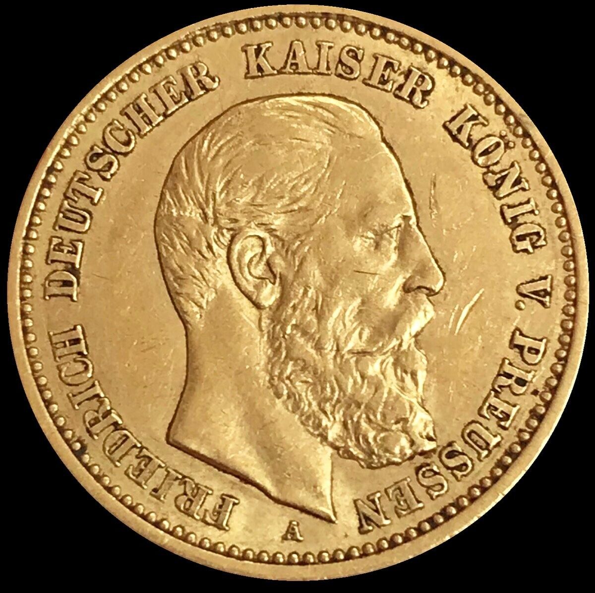 1888 A Gold German States Prussia 10 Mark Wilhelm I Coin Berlin Mint