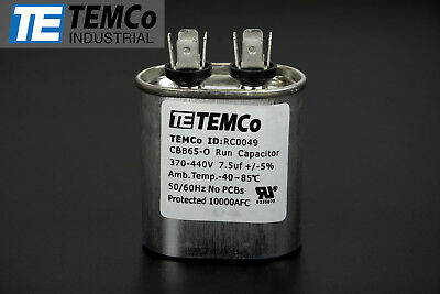 Temco 7.5 Uf/mfd 370-440 Vac Volts Oval Run Capacitor 50/60 Hz -lot-1